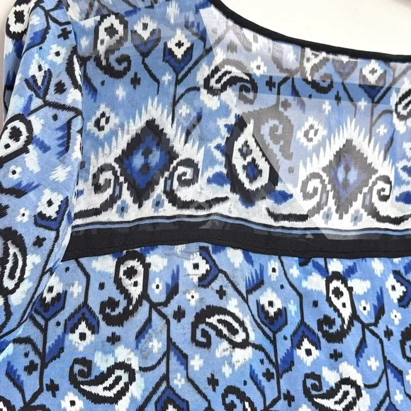 VERONICA BEARD Silk Boho Chic Paisley Ikat Print Long Sleeve Tie Waist Dress 10 - Picture 11 of 12